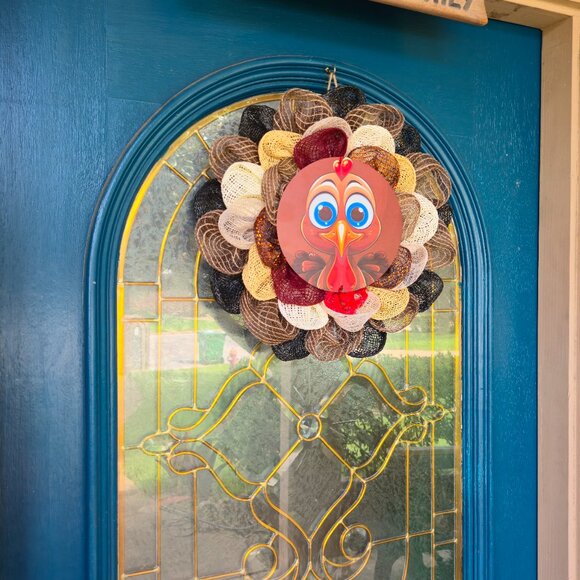 Gobble Gobble Turkey Thanksgiving Wreath - Picture 3 of 4